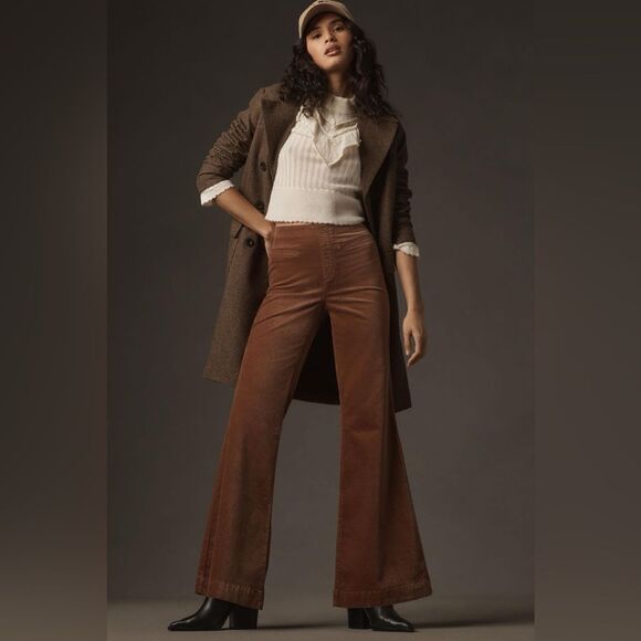 Anthropologie Pilcro Velvet Pull-On Mid-Rise Retro Flare...